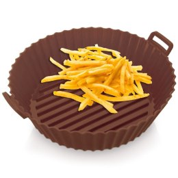 WKŁAD SILIKONOWY DO FRYTKOWNICY BEZTŁUSZCZOWEJ AIR FRYER BRĄZOWY OKRĄGŁY 20CM SILLINIE ORION 151750