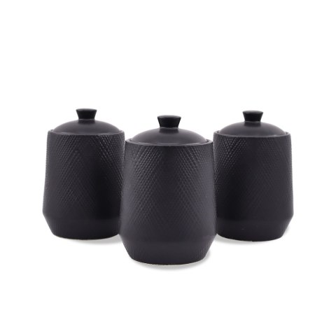 ZESTAW 3 POJEMNIKÓW CERAMICZNYCH NA KAWĘ HERBATĘ I CUKIER MAESTRO BLACK MR-20001-03CS ZESTAW 3 POJEMNIKÓW CERAMICZNYCH NA KAWĘ HERBATĘ I CUKIER MAESTRO BLACK MR-20001-03CS