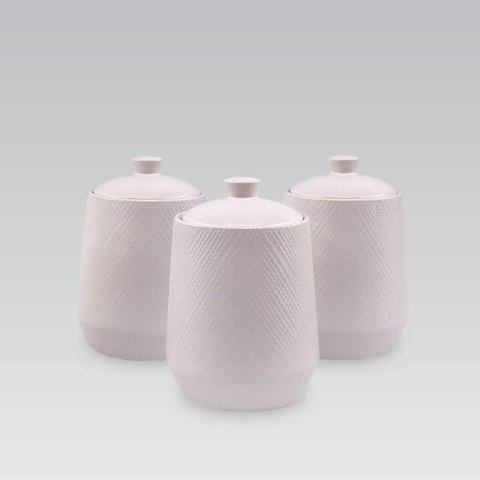 ZESTAW 3 POJEMNIKÓW CERAMICZNYCH NA KAWĘ HERBATĘ I CUKIER MAESTRO WHITE MR-20002-03CS ZESTAW 3 POJEMNIKÓW CERAMICZNYCH NA KAWĘ HERBATĘ I CUKIER MAESTRO WHITE MR-20002-03CS