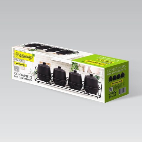 ZESTAW 4 POJEMNIKÓW NA PRZYPRAWY MAESTRO BLACK MR-20001-04CS ZESTAW 4 POJEMNIKÓW NA PRZYPRAWY MAESTRO BLACK MR-20001-04CS