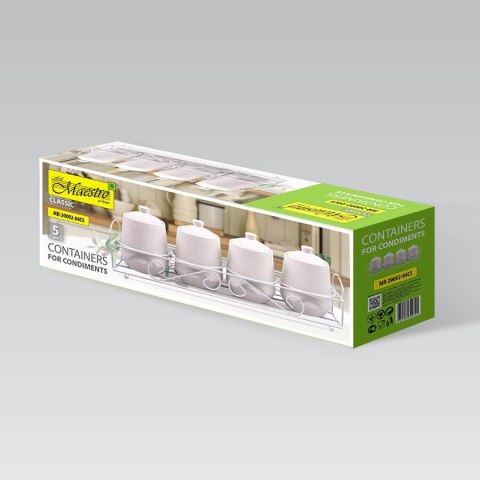 ZESTAW 4 POJEMNIKÓW NA PRZYPRAWY MAESTRO WHITE MR-20002-04CS ZESTAW 4 POJEMNIKÓW NA PRZYPRAWY MAESTRO WHITE MR-20002-04CS