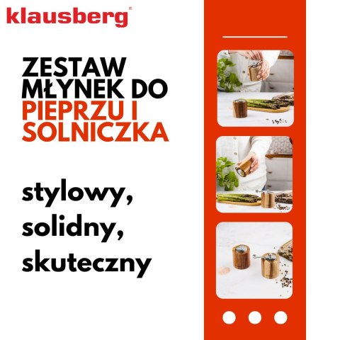 ZESTAW DO SOLI I PIEPRZU Z MŁYNKIEM I SOLNICZKĄ KLAUSBERG KB-7859 ZESTAW DO SOLI I PIEPRZU Z MŁYNKIEM I SOLNICZKĄ KLAUSBERG KB-7859
