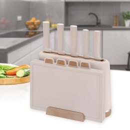 ZESTAW NOŻY Z DESKAMI KUCHENNYMI NA PODSTAWCE 10-ELE BEŻOWY MAESTRO MR-1412-BG