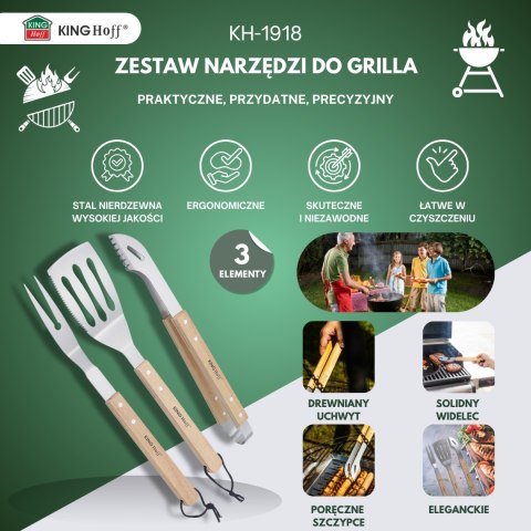 ZESTAW PRZYBORÓW DO GRILLA, 3 ELEMENTY, NARZĘDZIA DO GRILLOWANIA, KINGHOFF KH-1918 ZESTAW PRZYBORÓW DO GRILLA, 3 ELEMENTY, NARZĘDZIA DO GRILLOWANIA, KINGHOFF KH-1918