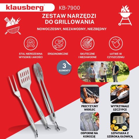 ZESTAW PRZYBORÓW DO GRILLA, 3 ELEMENTY, NARZĘDZIA DO GRILLOWANIA, KLAUSBERG KB-7900 ZESTAW PRZYBORÓW DO GRILLA, 3 ELEMENTY, NARZĘDZIA DO GRILLOWANIA, KLAUSBERG KB-7900
