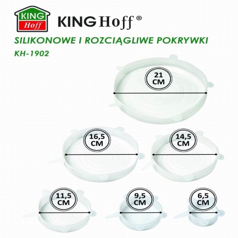 ZESTAW ROZCIĄGLIWYCH POKRYWEK SILIKONOWYCH 6-ELE KINGHOFF KH-1902 ZESTAW ROZCIĄGLIWYCH POKRYWEK SILIKONOWYCH 6-ELE KINGHOFF KH-1902