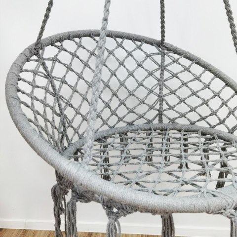 Fotel wiszący bocianie gniazdo hamak BOHO, huśtawka z poduszką Szara KR33SZ