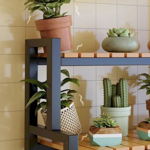 Kwietnik, regał, stojak na kwiaty 3 poziomowy, 120 x 40 x 95cm, czarny SZ47CZ