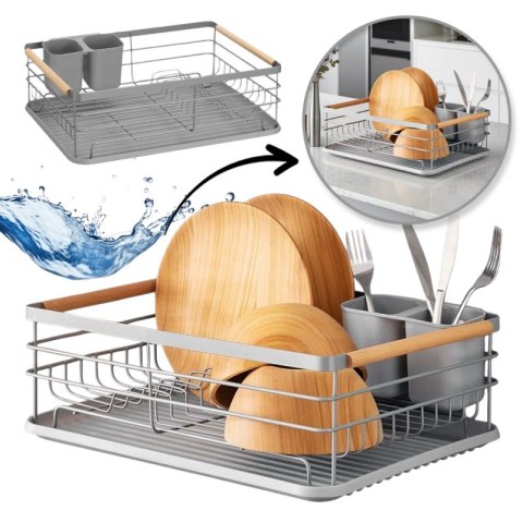 Suszarka do naczyń, ociekacz z tacką 43 x 30,5 x 14 cm szary SU05SZ