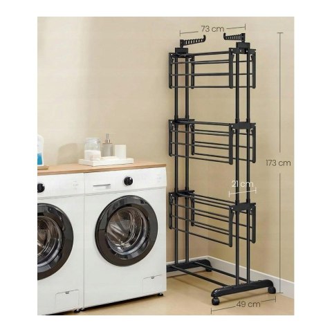 Suszarka na pranie duża pionowa składana, stojąca czarna SU02CZ