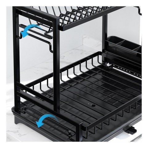 Dwupoziomowa suszarka do naczyń, sztućców, ociekacz z tacką 42x30x38cm SU06CZ