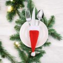 Pokrowiec, etui na sztućce Boże Narodzenie Czapka Mikołaja 12cm x 6cm 1szt KSN68POJ