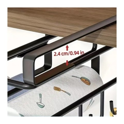 Półka, uchwyt podwieszany do szafki, organizer kuchenny z haczykami, czarny OR116CZ