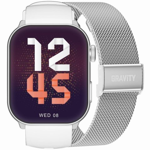 Smartwatch Damski GRAVITY GT28-10 Pasek + Bransoleta Biało Srebrny Smartwatch Damski GRAVITY GT28-10 Pasek + Bransoleta Biało Srebrny