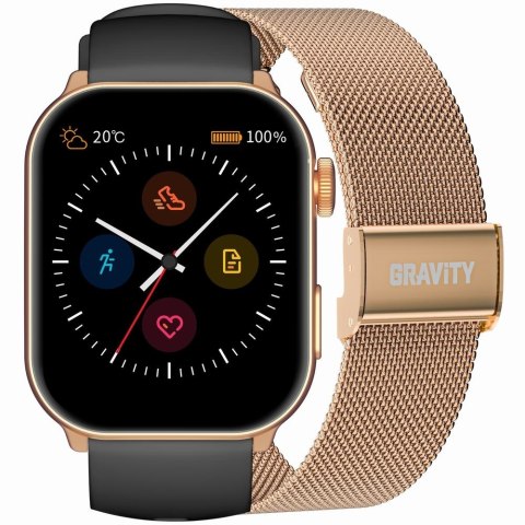 Smartwatch Damski GRAVITY GT28-5 Pasek + Bransoleta Różowe złoto Czarny Smartwatch Damski GRAVITY GT28-5 Pasek + Bransoleta Różowe złoto Czarny