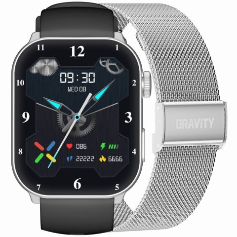Smartwatch Damski GRAVITY GT28-9 Pasek + Bransoleta Czarno Srebrny Smartwatch Damski GRAVITY GT28-9 Pasek + Bransoleta Czarno Srebrny