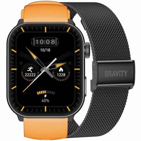 Smartwatch Męski GRAVITY GT28-2 Pasek + Bransoleta Pomarańczowo Czarny Smartwatch Męski GRAVITY GT28-2 Pasek + Bransoleta Pomarańczowo Czarny