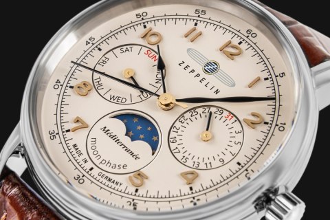 Zegarek Dęmski ZEPPELIN LZ121 Mediterranee Moonphase 9637-5 + BOX Zegarek Dęmski ZEPPELIN LZ121 Mediterranee Moonphase 9637-5 + BOX