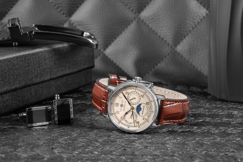Zegarek Dęmski ZEPPELIN LZ121 Mediterranee Moonphase 9637-5 + BOX Zegarek Dęmski ZEPPELIN LZ121 Mediterranee Moonphase 9637-5 + BOX
