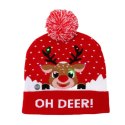 Czapka świąteczna świecąca LED z pomponem, renifer Boże Narodzenie CZ50