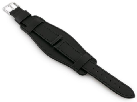 Pasek skórzany do zegarka W85 - podkładka - czarny - 22mm Pasek skórzany do zegarka W85 - podkładka - czarny - 22mm