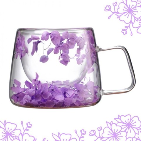 Szklanka termiczna z hortensją w środku fiolet 180 ml 1szt SZK76