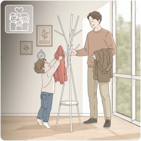 Wieszak na ubrania metalowy z półką stojący Massido MS-869 Wieszak na ubrania metalowy z półką stojący Massido MS-869