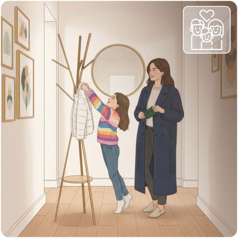 Wieszak na ubrania metalowy z półką stojący Massido MS-869 Wieszak na ubrania metalowy z półką stojący Massido MS-869