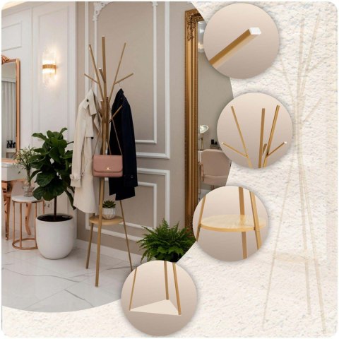 Wieszak na ubrania metalowy z półką stojący Massido MS-869 Wieszak na ubrania metalowy z półką stojący Massido MS-869