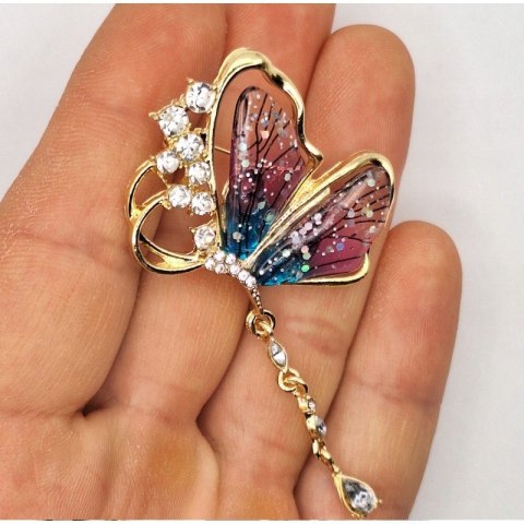 Broszka ozdobna motyl z cyrkoniami BZ209