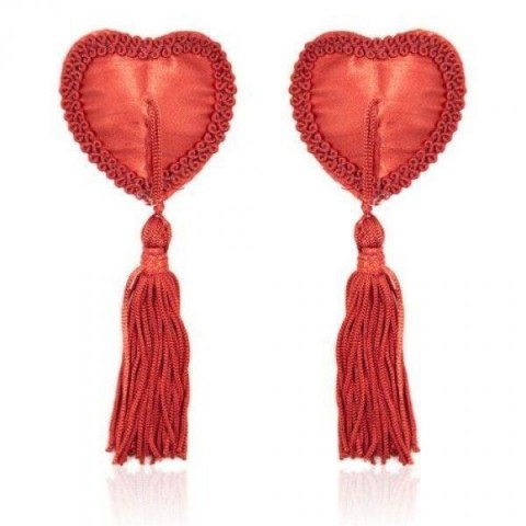 Bielizna-Heart Nipples Tassels RED