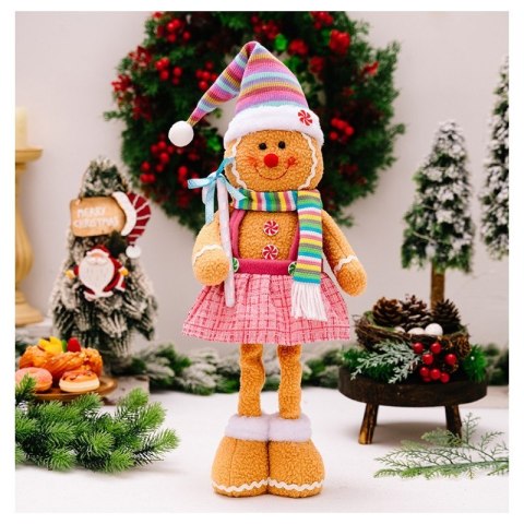 Figurka Pani Pierniczek teleskopowe nogi BOŻE NARODZENIE 52cm Z PLUSZU KSN168