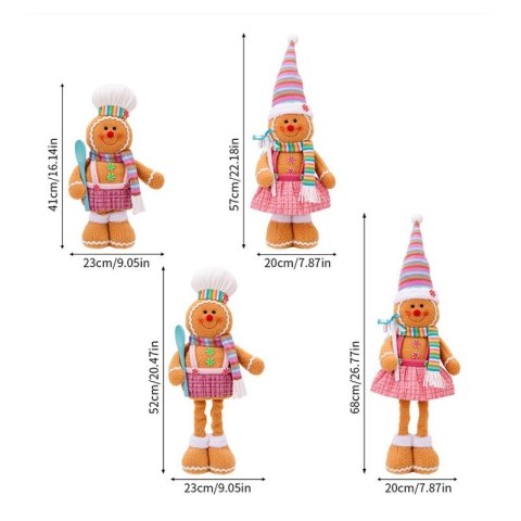 Figurka Pani Pierniczek teleskopowe nogi BOŻE NARODZENIE 52cm Z PLUSZU KSN168