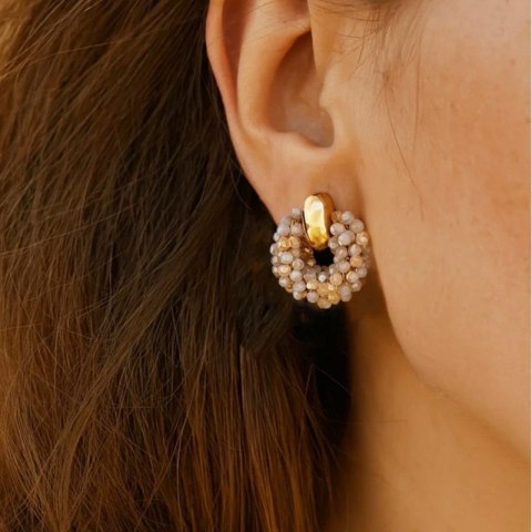 Kolczyki przy uchu ozdobne wianiuszki z koralikami K1712