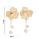 Kolczyki wiszące duże eleganckie Kwiaty z perłami 4,6 x 10,6 cm K1696
