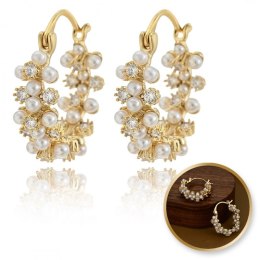 Kolczyki wiszące ozdobne - perły, cyrkinie KST3414