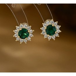 Kolczyki ze stali szlachetnej pozłacane 14k złotem, z cyrkoniami KST3415