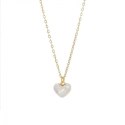 Naszyjnik stal szlachetna pozłacana 14k złotem, SERCE masa perłowa NST2170