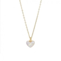 Naszyjnik stal szlachetna pozłacana 14k złotem, SERCE masa perłowa NST2170