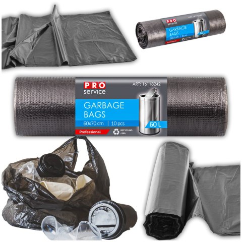 Worki Na Śmieci PRO 60x70 Czarne LD 60L 10 szt.