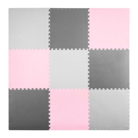Mata piankowa puzzle 180x180cm 9 szt szaro różowa Mata piankowa puzzle 180x180cm 9 szt szaro różowa