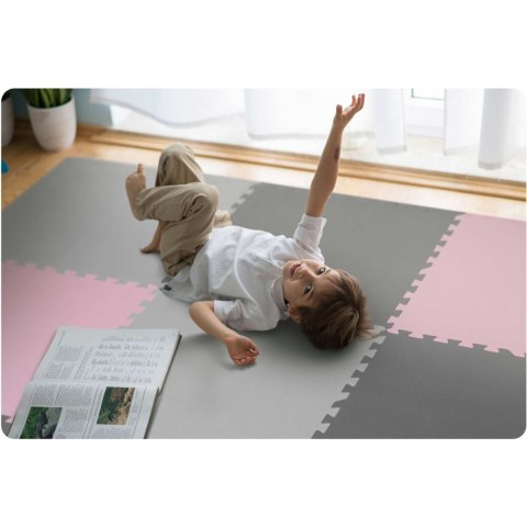 Mata piankowa puzzle 180x180cm 9 szt szaro różowa Mata piankowa puzzle 180x180cm 9 szt szaro różowa