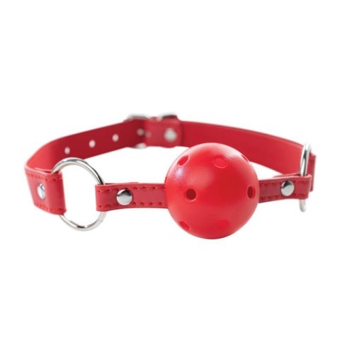 Red breathable ball gag with adjustable strap Red breathable ball gag with adjustable strap