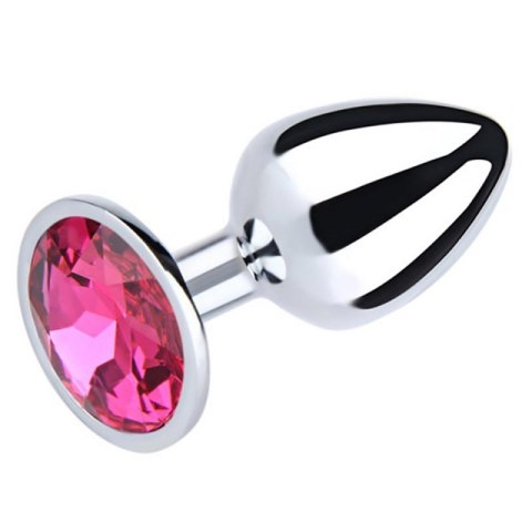 Silver Large Butt Plug with Pink Diamond Silver Large Butt Plug with Pink Diamond