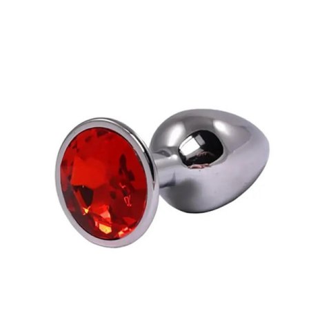 Silver Large Butt Plug with Red Diamond Silver Large Butt Plug with Red Diamond