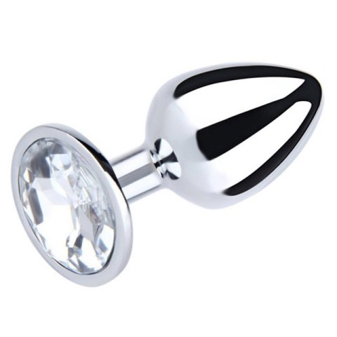 Silver Large Butt Plug with White Diamond Silver Large Butt Plug with White Diamond