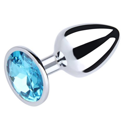 Silver Medium Butt Plug with Blue Diamond Silver Medium Butt Plug with Blue Diamond