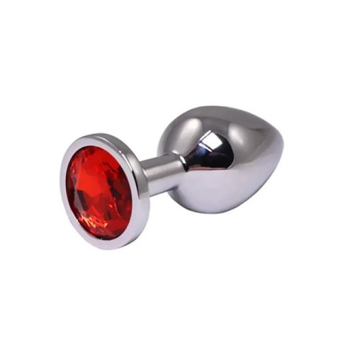 Silver Medium Butt Plug with Red Diamond Silver Medium Butt Plug with Red Diamond