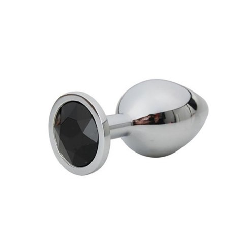 Silver Small Butt Plug with Black Diamond Silver Small Butt Plug with Black Diamond