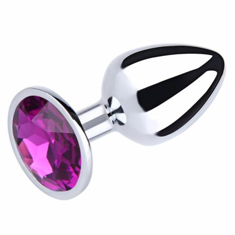 Silver Small Butt Plug with Purple Diamond Silver Small Butt Plug with Purple Diamond